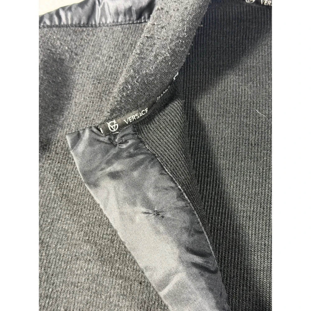 Gianni Versace Mens XL Gray Knit Quarter Button Mock Neck Pullover Long Sleeve